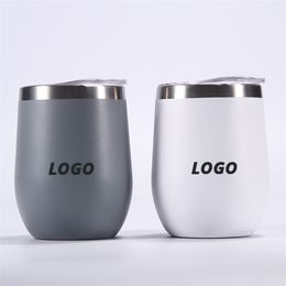 Custom 360Ml Egg Cup Color Spray Double Layer Stainless Steel Vacuum Bottle Tumbler Thermos Drink Cup Children Friend Gift 220608