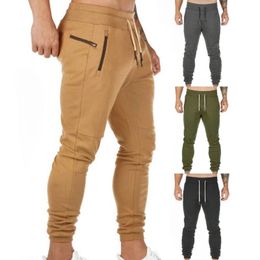 Men's Pants Men's Sweatpants Solid Color Drawstring Elastic Waist Ankle-banded Spring Fitness Slim Cotton Trousers For Autumn Winter