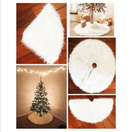 Christmas Decorations Tree Skirts Faux Fur White Plush Snowflake Mat Skirt Xmas Year Party