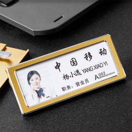 70X25mm Metal Name Badge Holder With Pin School Office ID Badge Card Holders Nameplate Name Tags