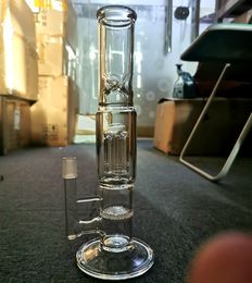 14 inch Glass Water Bong Hookahs with Tree Arm Pec Honeycomb Philtres Male 18mm Smoking Pipes