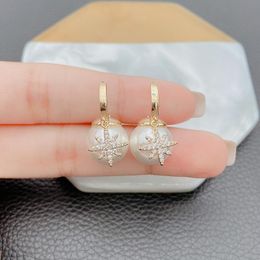 Dangle & Chandelier Star Pearl Earrings Buckle Female For Women Bridal Promise Jewellery Gift 925 Sterling Silver EarringsDangle