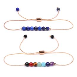 4mm Natural Stone Chakra Charms Rose Green Crystal Quartz Bracelet Gold Colour Bangle Brand Jewellery for Women