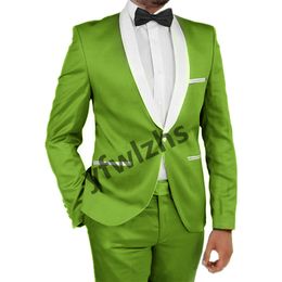 Classic One Button Wedding Tuxedos Shawl Lapel Mens Suit Two Pieces Formal Business Mens Jacket Blazer Groom Tuxedo Coat Pants 01205