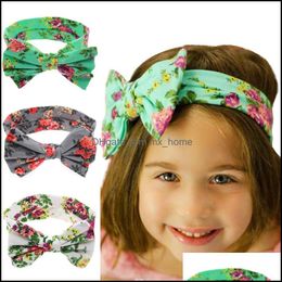 Baby Bohemia Bow Headbands Girls Children Flower Imprint Big Bowknot Hairbands Headwear For Kids Hair Accessories Kha250 Drop Delivery 2021