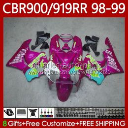 Fairings Kit For HONDA CBR 919RR 900RR 900CC 919CC CBR919 CBR900 RR CBR919RR 98 99 Body 127No.78 CBR 900 919 Metal rose RR CC 1998 1999 CBR900RR 1998-1999 OEM Bodywork