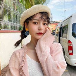 Spring Summer Women Thin Japanese Style Breathable Wild Beret Cap Casual Knitted Retro Elegant Painter Hat J220722