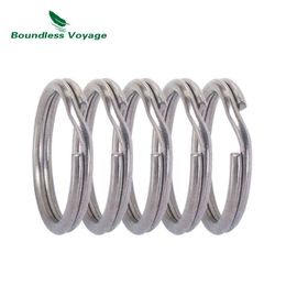 round split rings Australia - Boundless Voyage Titanium Keychains Keychain Split Ring Keychain Round For Cutlery Whistle Compass Outdoor Tools 5-10-20 Pieces J220713