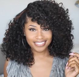 African Afro Curly Wigs Short Hair Fluffy Black Spiral Curl Wig