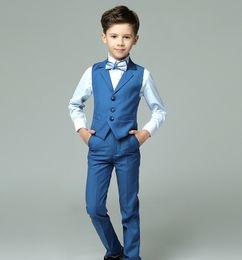 Boys Wedding Suit Baby Kids Vest Shirt Pants Bowtie 4PCS P ography Child Birthday Ceremony Costume Teenager School Set 220714