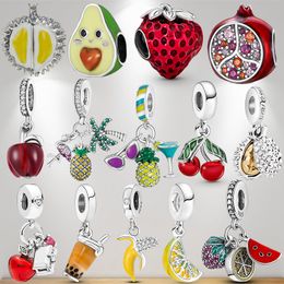 925 Sterling Silver Pendant Charms for Pandora Original box Summer Fruit Series European Bead Charms Bracelet Necklace