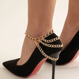 Multi-layer Chains High Heel Shoes Chain Anklet for Women Simple Foot Summer Beach Barefoot on Leg Ankle Chain Jewelry Gifts