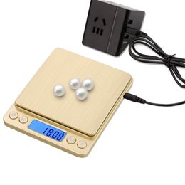 Stainless steel Digital Kitchen Scale 500g0.01g High Accurate Food Baking Scale Electric Balance Bench weight scale gold 201211