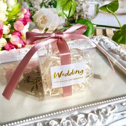 Transparent PVC Gift Box with Ribbon Packaging Bags Wedding Favour Small Boxes for Gifts Guest Boy Girl Birthday Party Decoration 220427