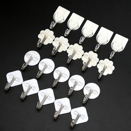 10PCs Strong Adhesive Wall Sticky Hooks 180 Degree Rotating Stick on Hooks for Bathroom Kitchen Key Holder Hanging Shelf 4 Types 220527