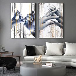 Nordic Fashion Love Touch Canvas Painting Hand Poster Office Wall Painting Living Room Bedroom Home Decoration Mural