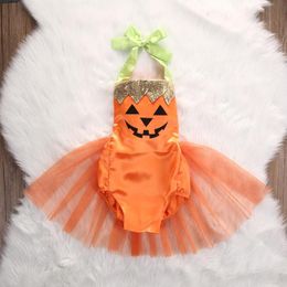 Girl's Dresses 0-24M Halloween Baby Girl Clothes Party Costume Romper Ruffles Cute Fancy Tutu Sleeveless Outfit Fashion Skin FriendlyGirl's