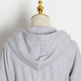 TWOTWINSTYLE Hollow Out Casual Sweatshirt For Women Hooded V Neck Long Sleeves Sweatshirts Female Spring Fashion 201203