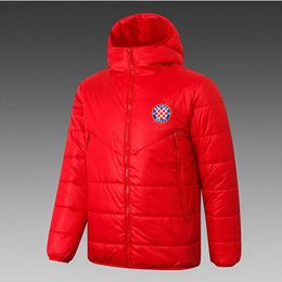 21-22 Hajduk Split HNK Men's Down hoodie jacket winter leisure sport coat full zipper sports Outdoor Warm Sweatshirt LOGO Custom