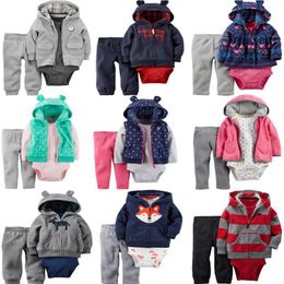Clothing Sets Kids Set Toddler Baby Girl Boy Clothes Floral Print Unisex Born Bebes Coat Rompers Pants 3PCS OutfitsClothing