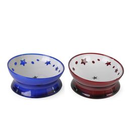 Dog & Cat Elevated Bowl with Non-Slip Prevent Chocking Easy Get food Tilted Star Bullfighting Short Nose Dog Skid Resistant Wear B296M