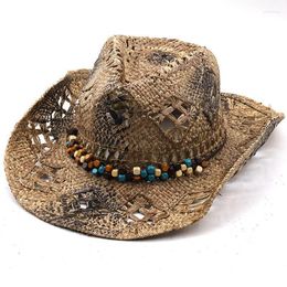 Wide Brim Hats 100% Natural Straw Cowboy Hat Women Men Handmade Weave For Lady Tassel Summer Western Sombrero Oliv22