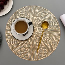 6 4PCS Round Placemats Restaurant Hollow PVC decoration Meal Mat Anti Dining Table Line Steak Plate Pad 220610