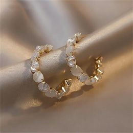 Charm Opals Hoop Earrings In 2021 Korean Fashion Jewellery Party Girls Temperament Accessories Unusual Earrings GC1523