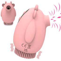 2 In 1 Oral Sucker Sucking Vibrator Brush Clit Stimulation Nipple Clitoris Massager sexy Toys for Women Female Masturbation