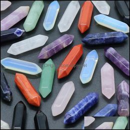 Stone Loose Beads Jewelry Polished Hexagon Prism Reiki Healing Chakra Natural Pillar Palm Quartz Mineral Crystal Tumbled Gemston Dhef6