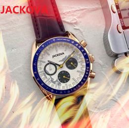 Luxury Mens Six Stiches Fashion 43mm Watches Quartz Movement Full Fine Stainless Steel Leather Belt Men Wristwatches All Sub Dials Working Designer Clock