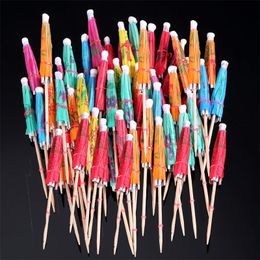 Party Supplies 50pcs Drink Fruit Cake Sticks Mini Umbrella Paper Cocktail Parasols Umbrellas Wedding Birthday Decoration 20220602 D3