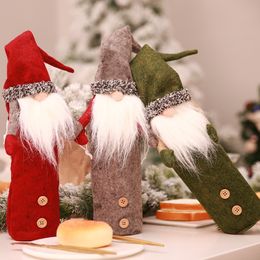 Champagne Faceless Bottle Covers Party Long White Beard Christmas Hat Old Man Bottles Cover Bag Doll Restaurant Holiday Decorations Supplies 8 5hb Q2