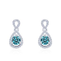 Dangle & Chandelier Tianyu Gems Pear Drops Silver Earrings Women 4mm Blue Diamonds Round Sparkle White Moissanite Mini 925 Wedding JewelryDa