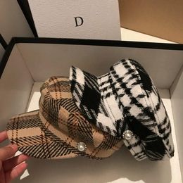 Visors 01912-jinri136 Wool Blended England Plaid Service Cap Women HatVisors