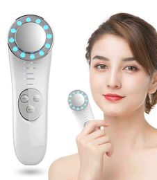 7 in 1 Facial Red & Blue Led Light Device Ion Massager Anti-Aging Skin Tightening Cleaner Skincare Massage Machine 220520