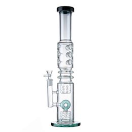 Wholesale N Holes Perc Percolator Hookahs Donut Perc Straight Tube Big 5mm Thick Style Glass Bong Dab Rig 14mm Ice Pinch Water Pipes Oil Dab Rags With Bowl WP2191
