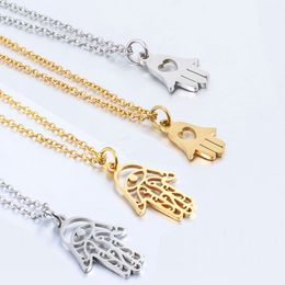 Wholesale Stainless Steel Yoga Necklace Buddha Hamsa Hand Pendant Necklaces For Women Gift Fashion Jewellery Collar New