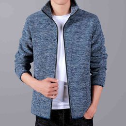 2022 New Spring Autumn Men's Jacket Stand Collar Solid Colour Men Outwear Clothing Casual Polar Fleece Jackets Coat Size M-5XL Y220803