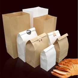100 Pcs Kraft Paper Food Bags Baking Packaging Coated Film Oil-Proof Bread Toast Takeaway Hand Made Package Bags 201225