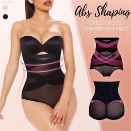 Women Shaper Trainer High Waist Body Zip Briefs Beauty Slim Cross Cover Cellulite Fork Compression Abs Shaping Pants Fast Ship L220802