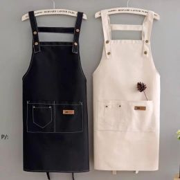 Women's kitchen canvas apron coffee shop waiter household baking accessories solid color sleeveless apron