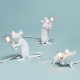 Table Lamps Nordic Children Room Decoration Animal White Resin Desk Lighting Fixture Home Decor Mini-mouse LampTable