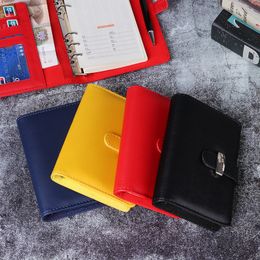 A6 A7 6 Ring Binder PU Clip-on Notebook Leather Loose Leaf Notebook Cover Agenda Planner Organizer School Office Stationery 220401