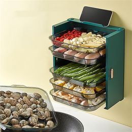 Foldable Kitchen Storage Dish Rack Organisation Multi-Functional Fruit Display Plate Stacked Pot Food Multi-Layer Tray Artefact