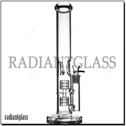 Hookahs Newest percolator bong Wholesale Twin Cage Junior glass bongs water pipe smoking pipes 14.5" tall 5mm thickness