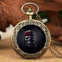 Classical Gothic Pocket Watch with Pirate Skull Design Mens Womens Quartz Watches Necklace Chain Pendant FOB Timepiece