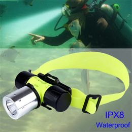 IPX8 waterproof diving flashlight LED 800 lumen underwater torch 80ft scuba headlamp swimming diver submarine watersporst safety headlight