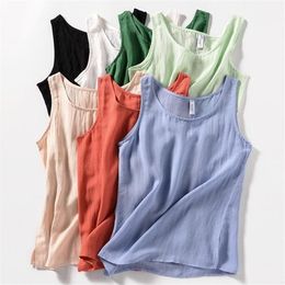 Women's Tanks & Camis Summer Women's Cotton And Linen Solid Colour Loose Sleeveless Vest Sling Top WomenWomen's