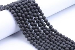 Fashion DIY Accessories Lava Rock Loose beads Black gem Natural stone Beads For women bracelets Jewellery making wholesale Bulk